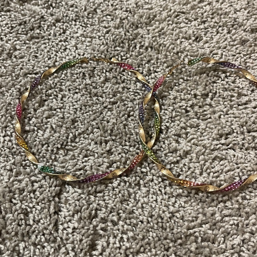 Colorful Twisted Hoop Earrings